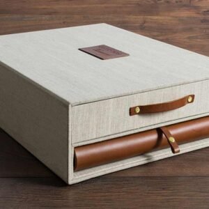Coffret avec tiroir et album en cuir