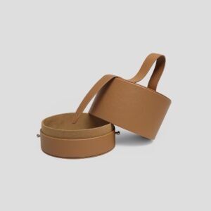 Coffret rond en simili cuir