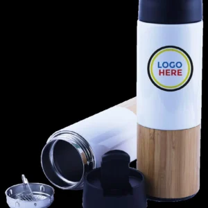 Mug thermos isotherme en inox inoxydable et bambou