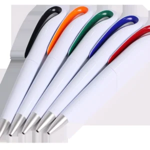 Stylo en plastique blanc avec clip coloré
