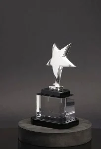 Trophée étoile chromée argentée ou dorée